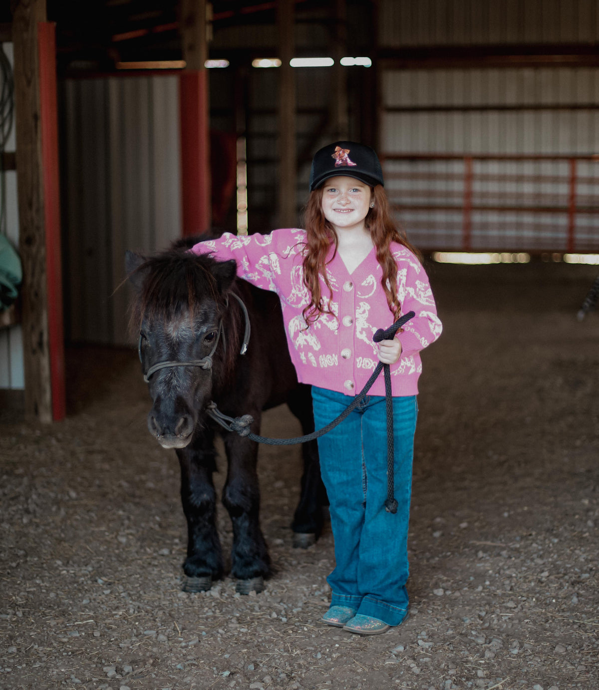 Pink Howdy Horse - Toddler Cardigan Sweater - The Twisted Filly