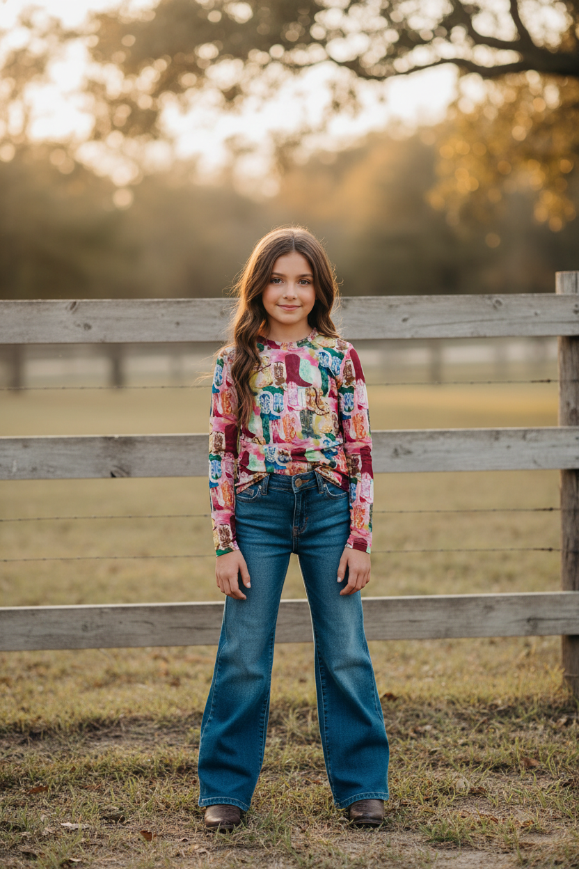 Kicking Boots - Toddler Mesh LS Top