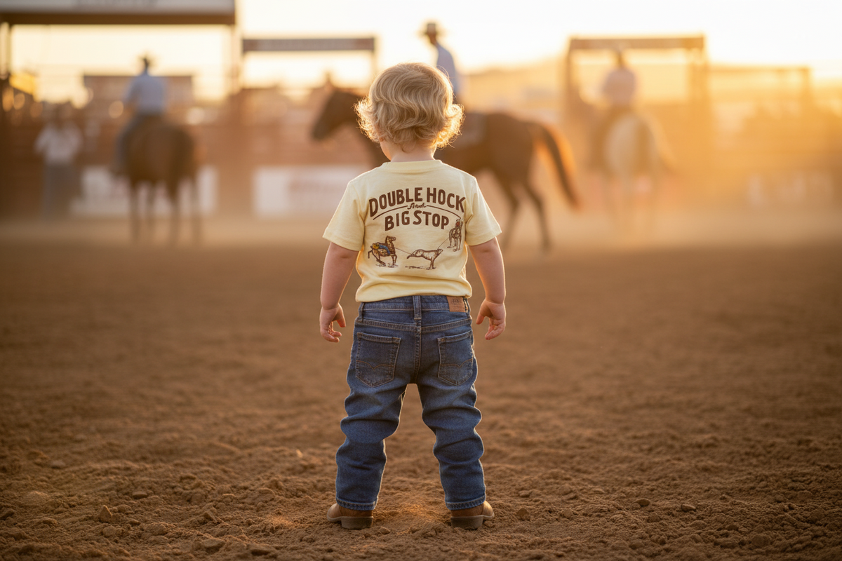 Double Hock & Big Stop - Infant SS Onesie - 2 Rowels Ranch & Rodeo Wear