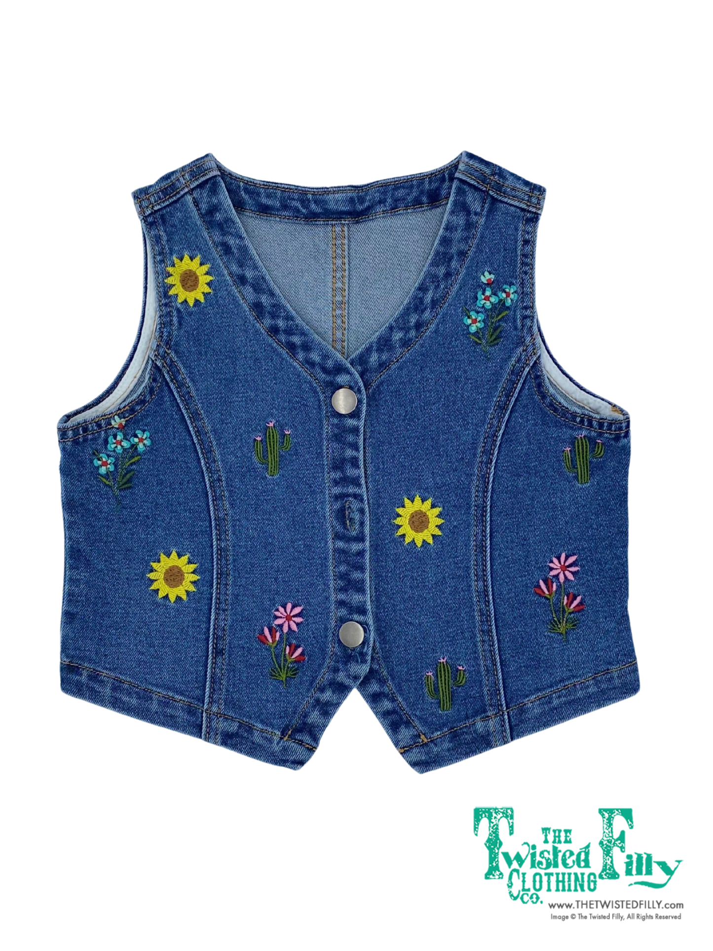 Denim Vest Embroidery - Youth
