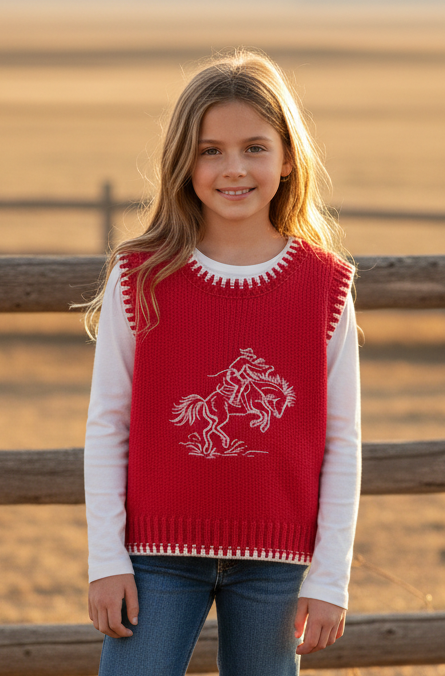 Red Bucking Horse - Youth Sweater Vest