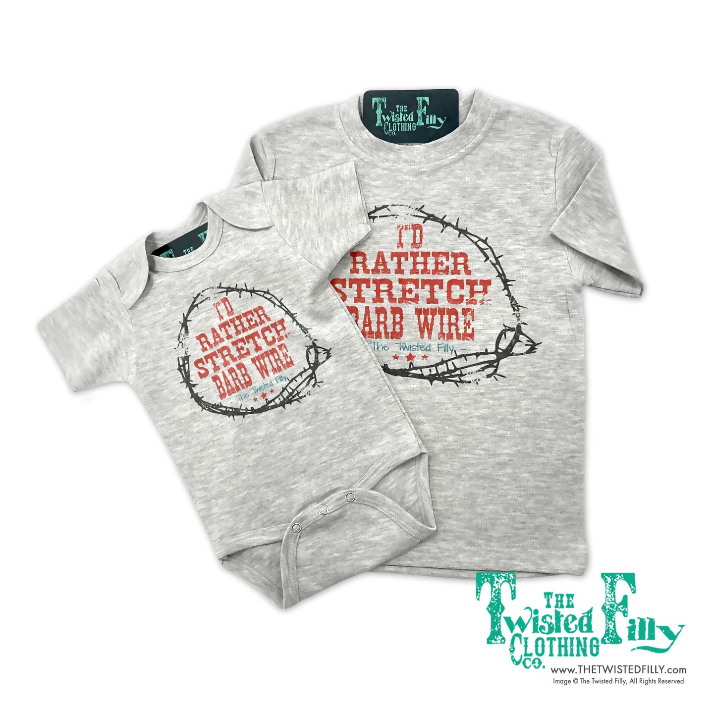 I'd Rather Stretch Barb Wire - S/S Infant One Piece - Gray