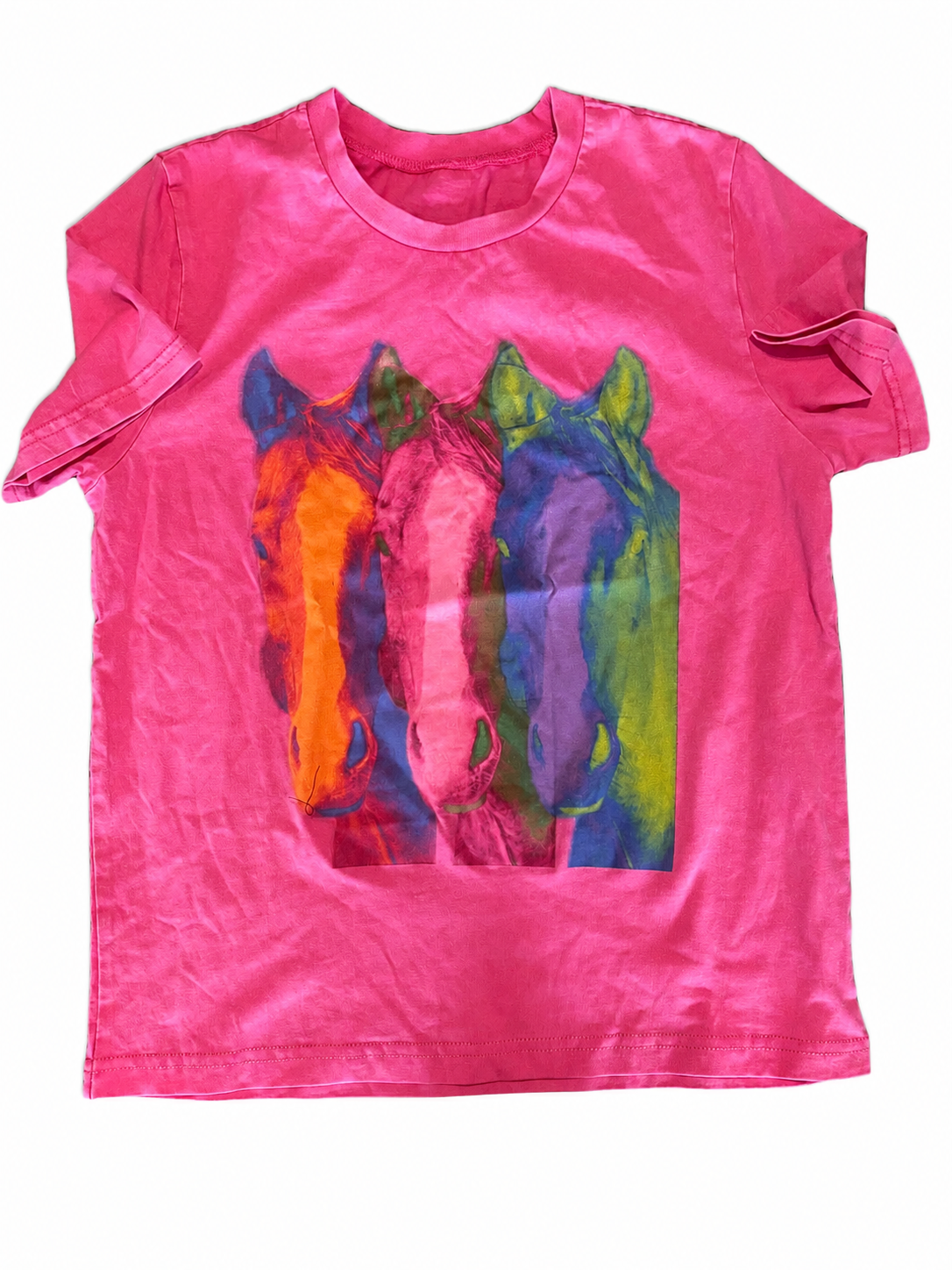 Neon Pink Horses Vintage Wash - Toddler SS Graphic Tee