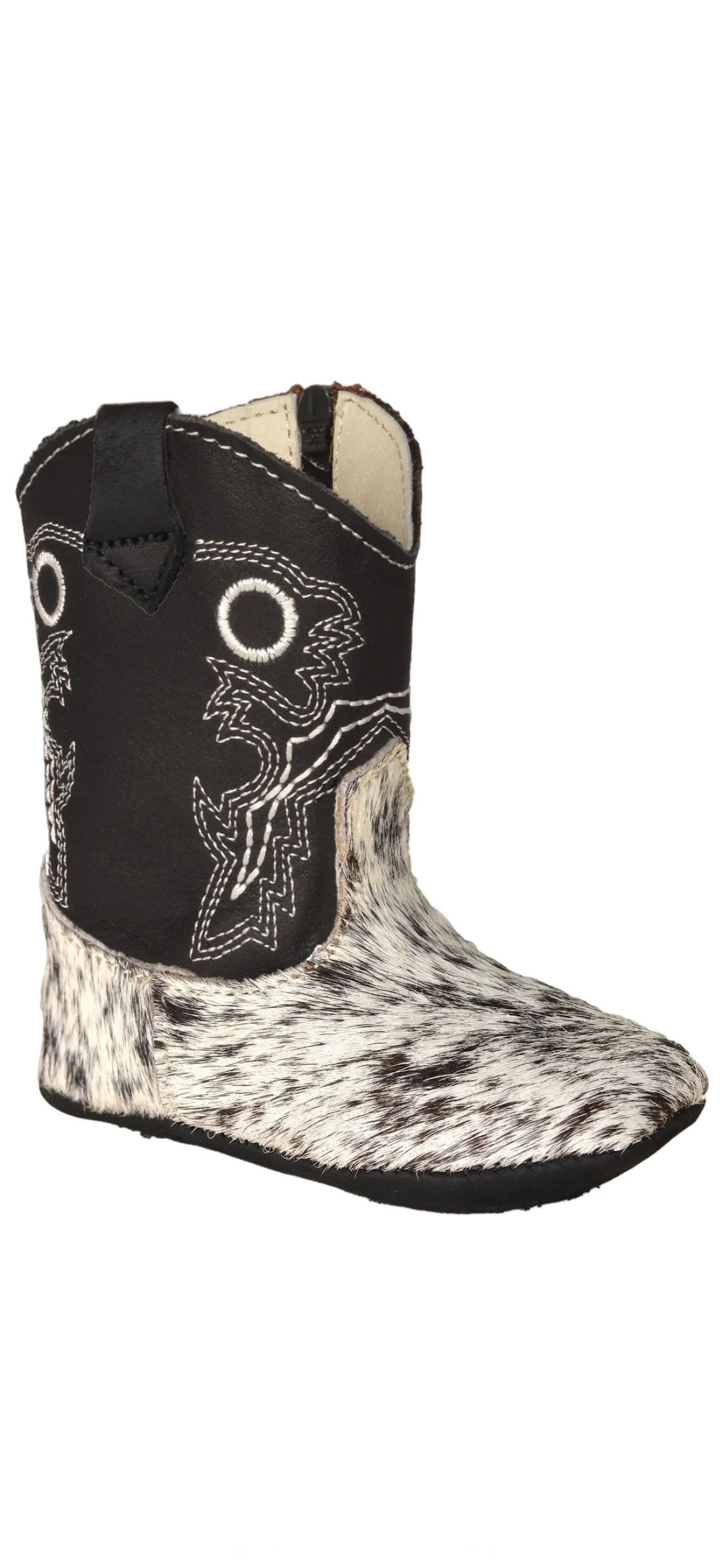 Salt Pepper Cowhide Black White Top Boot - Infant