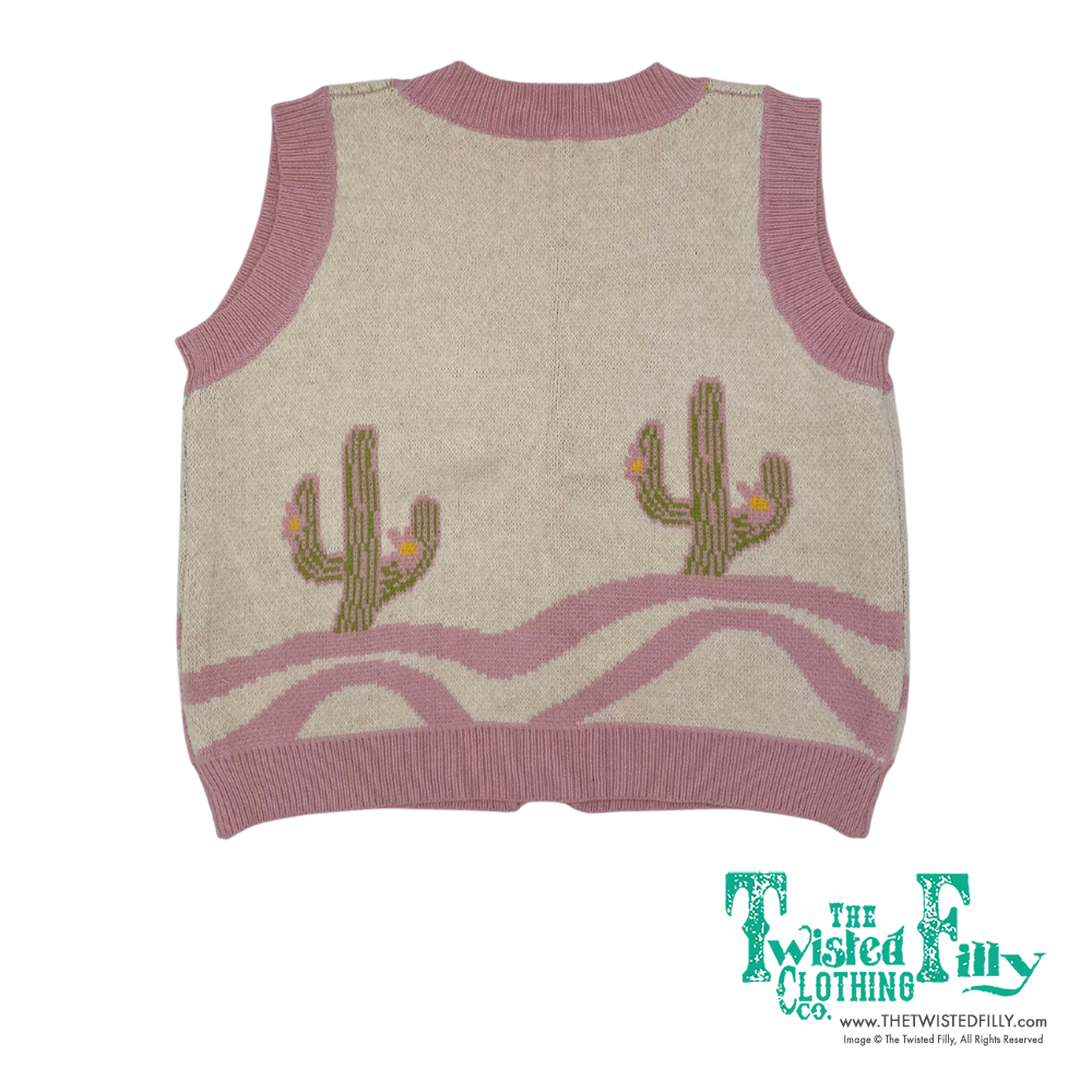 Pink Cactus - Toddler Sweater Vest Cardigan - The Twisted Filly