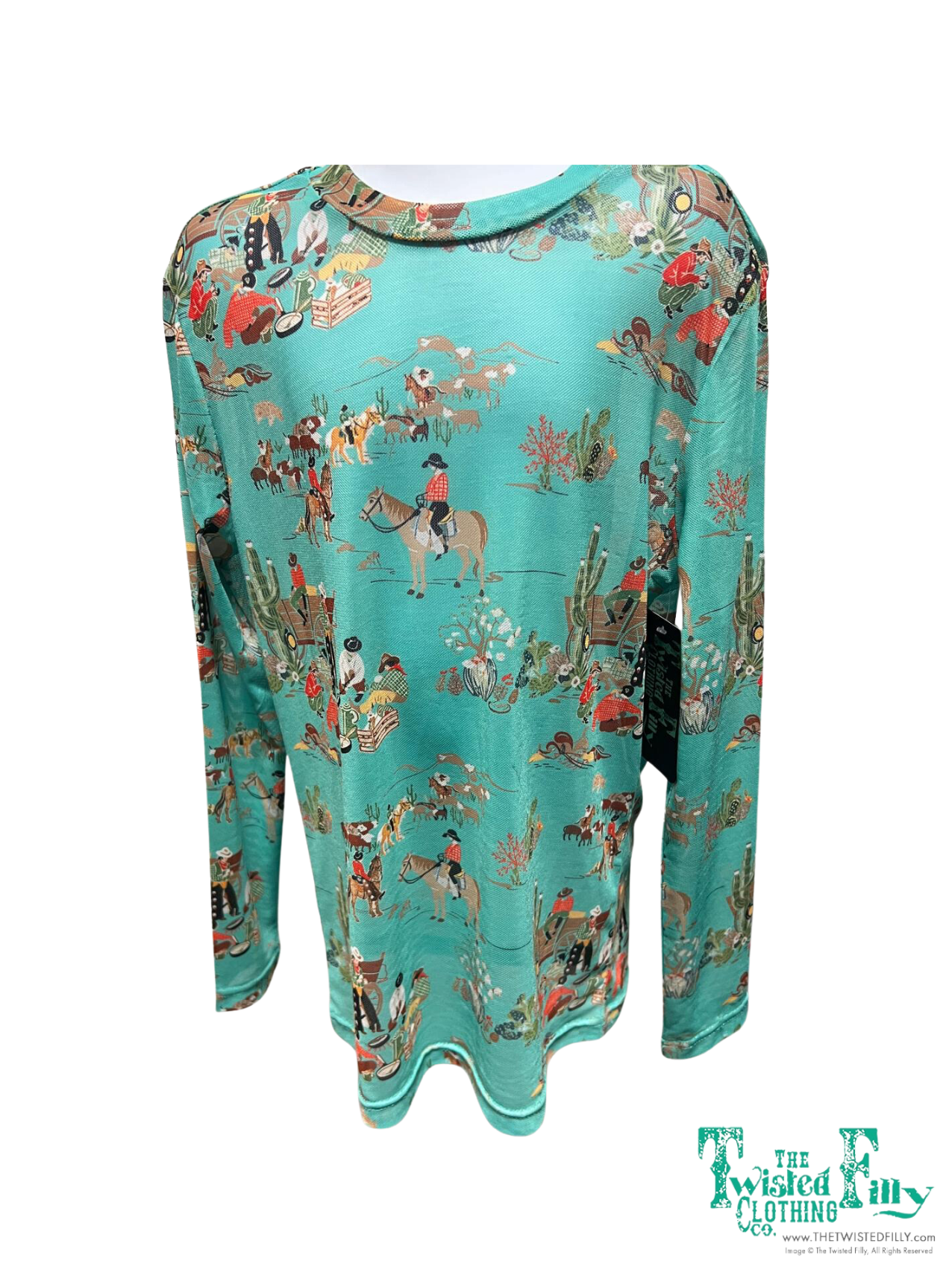 Youth LS Mesh Top - Turquoise Wagon