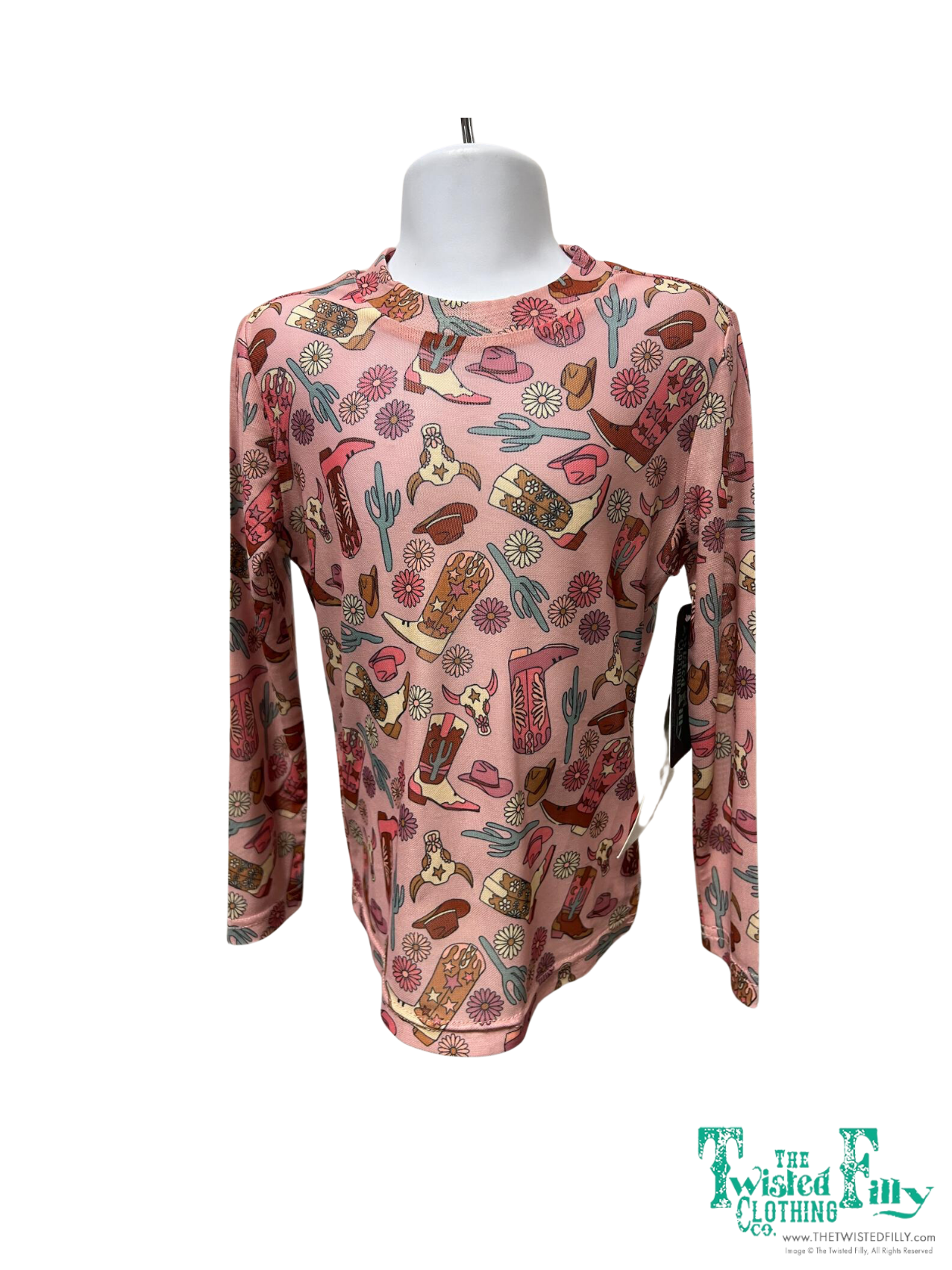 Youth LS Mesh Top - Pink Boot