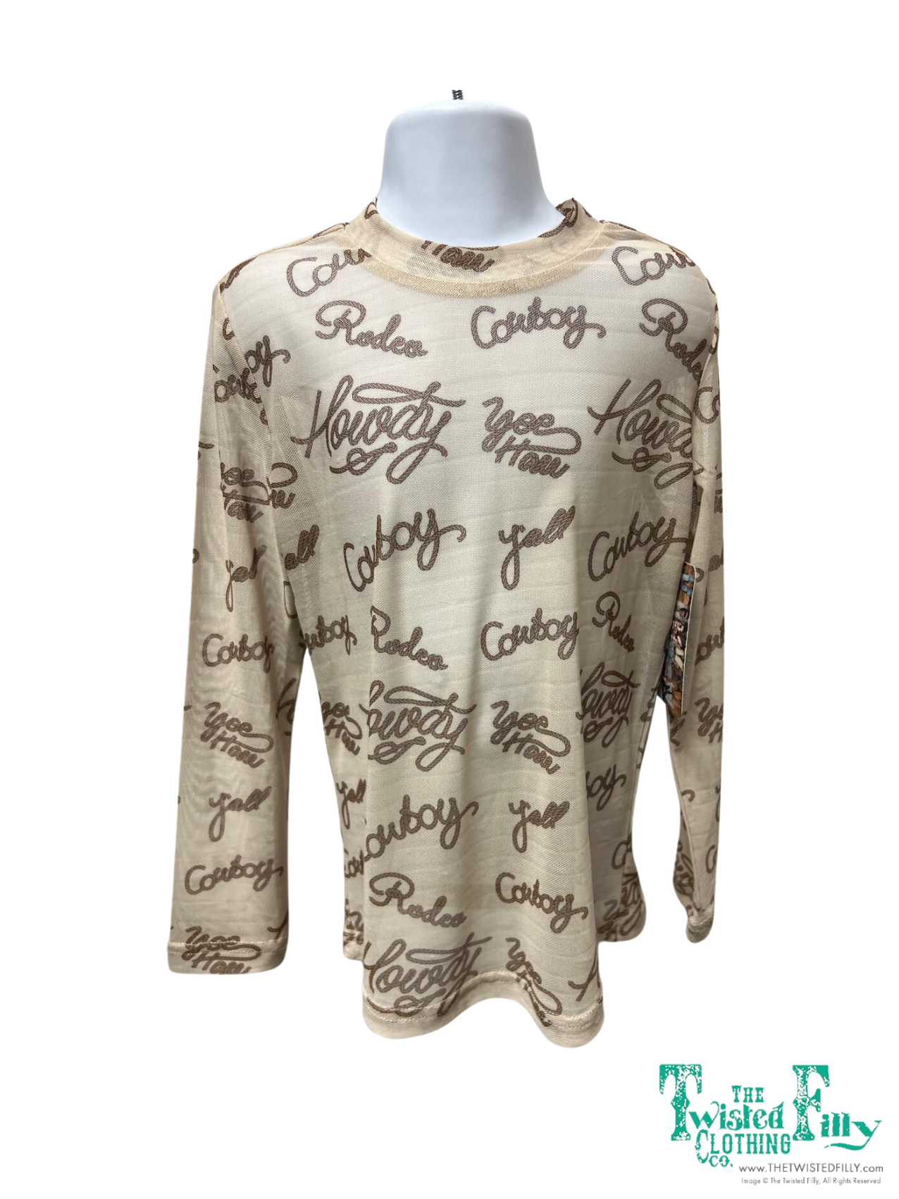 Toddler LS Mesh Top - Lasso Text