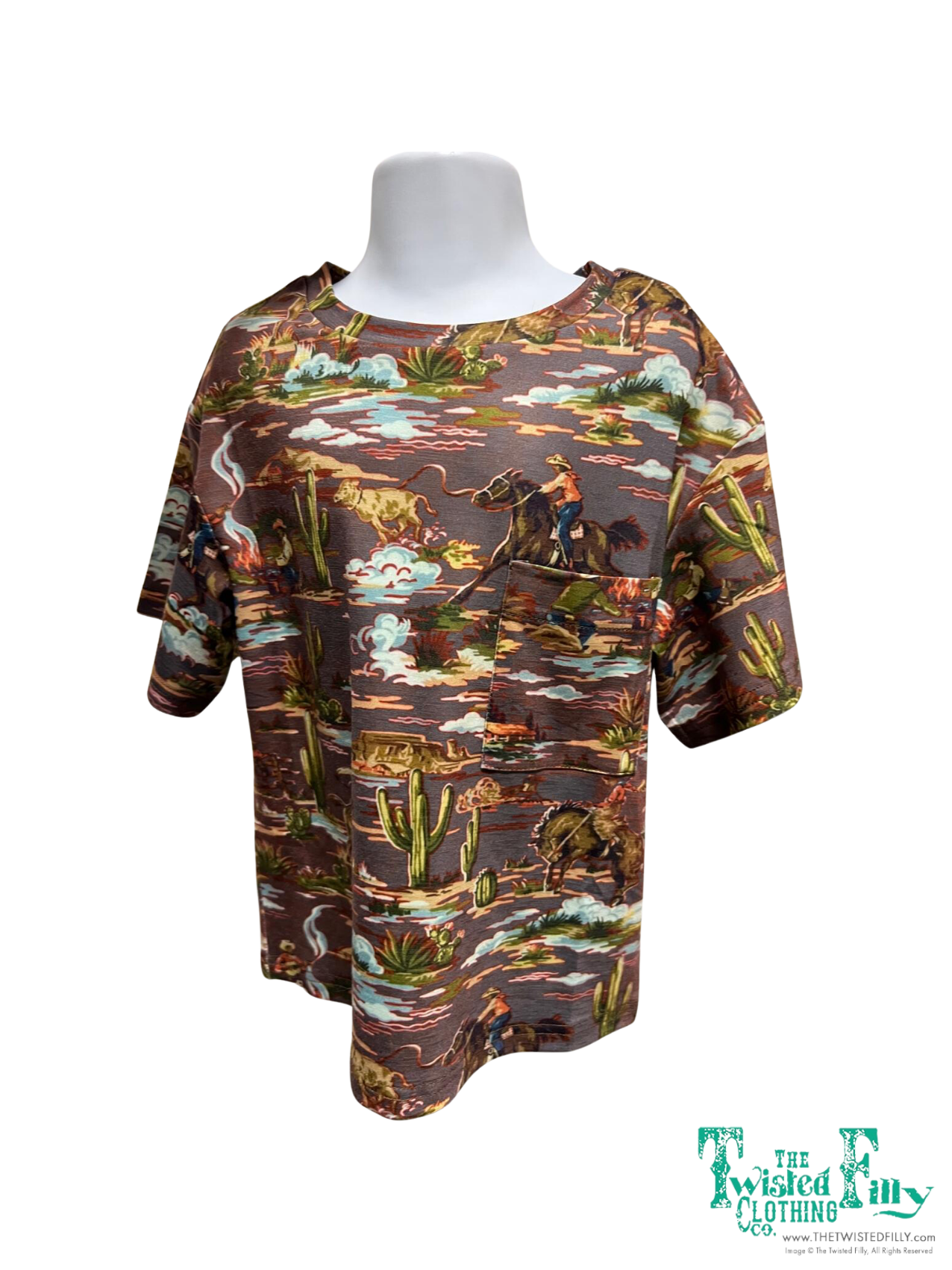 Brown Cowboy - Youth - Pocket SS Tee