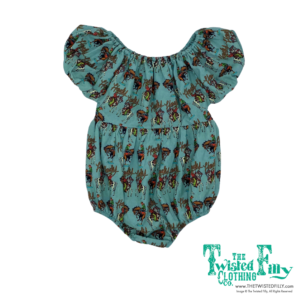 Teal Howdy - Infant Elastic Bubble Onesie