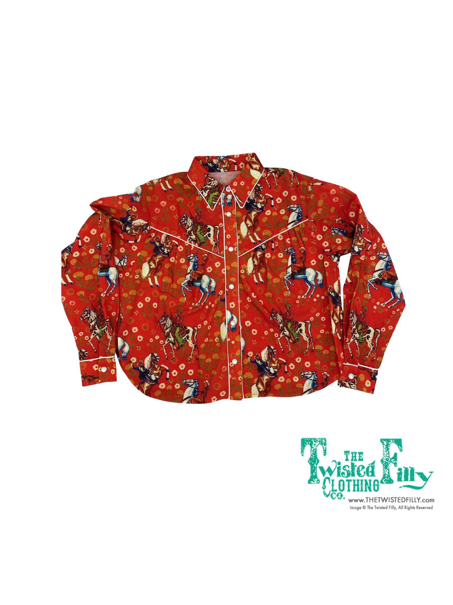 Red cowgirl - Youth LS Pearl Snap
