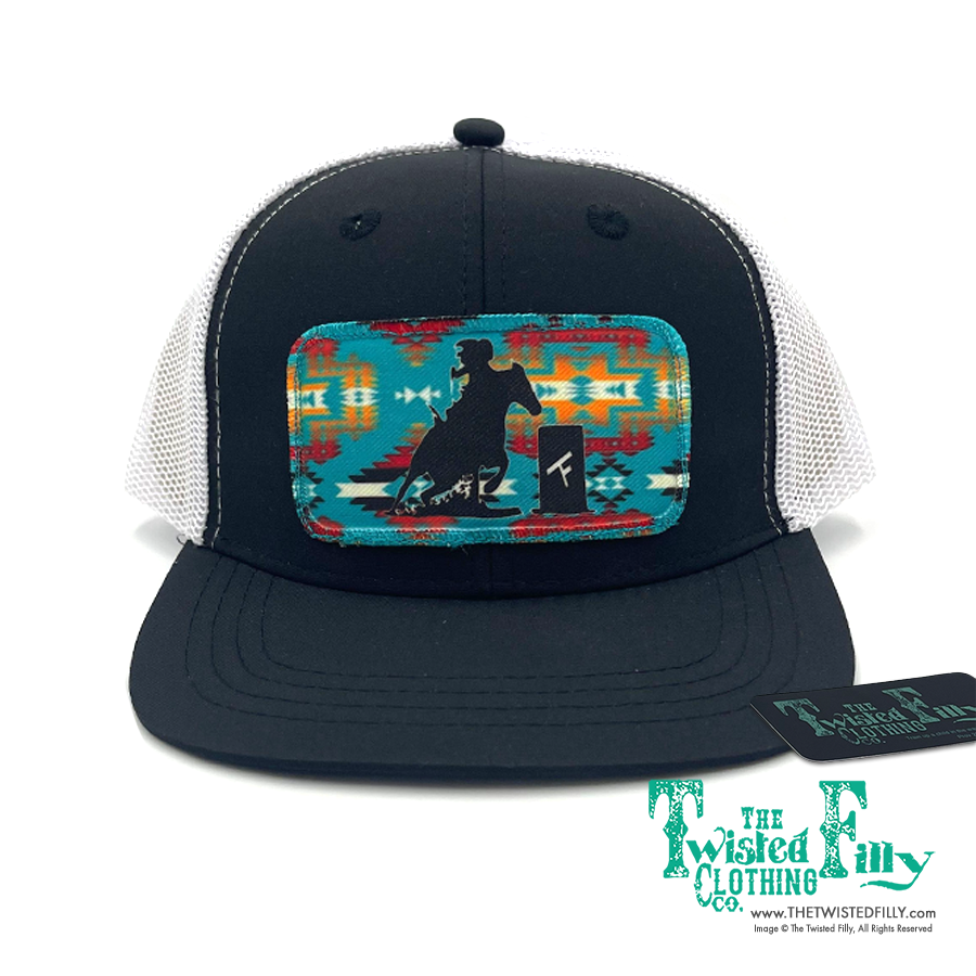 Aztec Barrel Racer - Youth Trucker Hat - Black/White