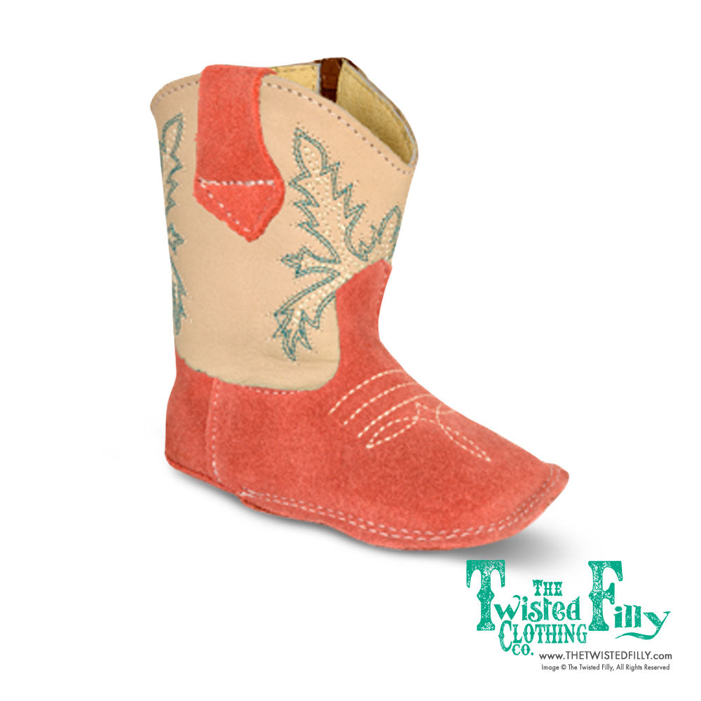 Genuine Leather Infant Kids Western Boots Desert Coral
