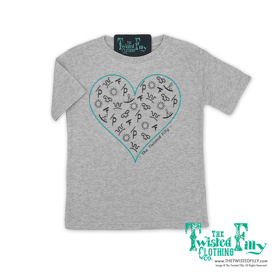 Branded Heart - S/S Toddler Tee - Gray/Turquoise