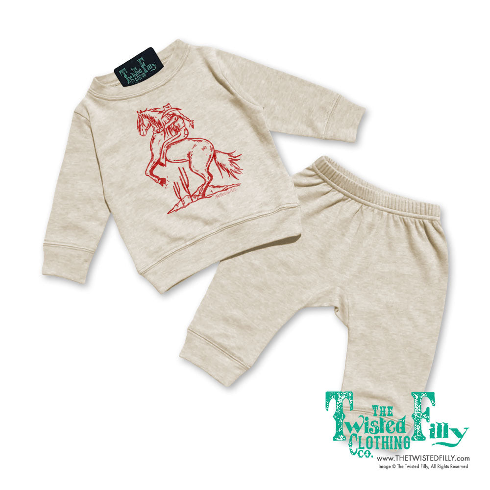 Bucking Cowgirl - Infant Two Piece Outfit - Oatmeal