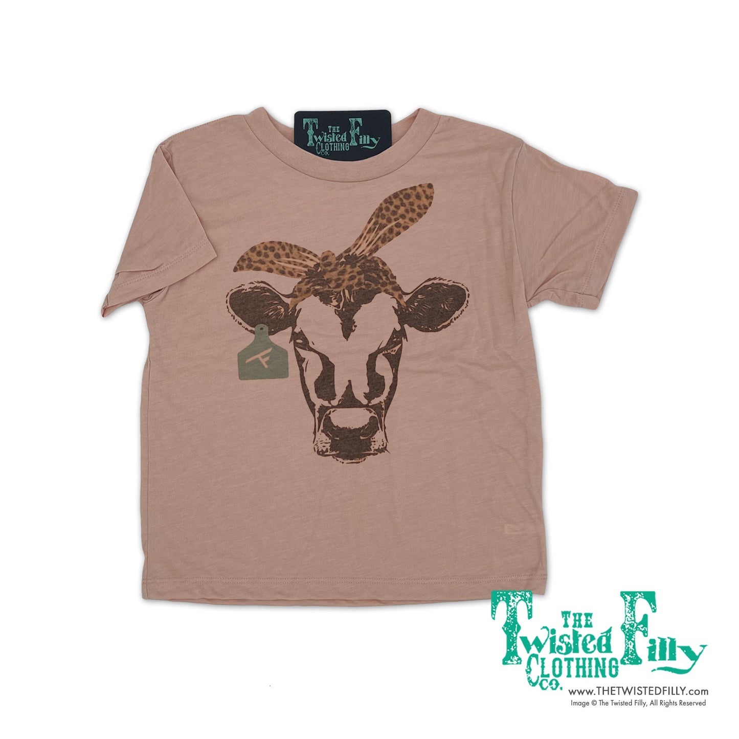 Cheetah Bandana Calf - S/S Infant Tee - Dusty Rose