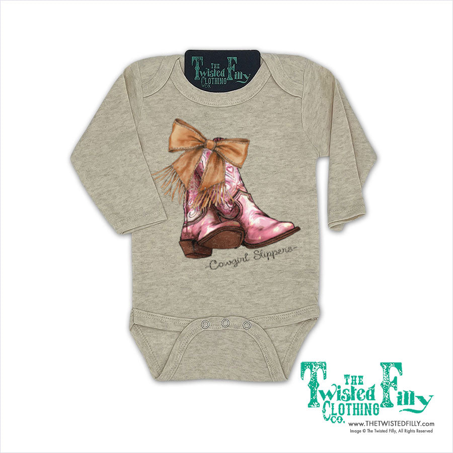Cowgirl Slippers - Infant One Piece - Oatmeal