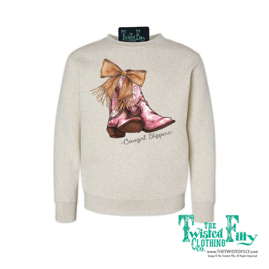 Cowgirl Slippers - Youth Sweatshirt - Oatmeal