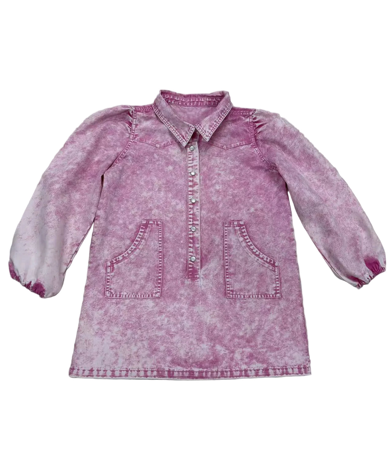 Vintage Pink - Infant LS Pearl Snap Dress