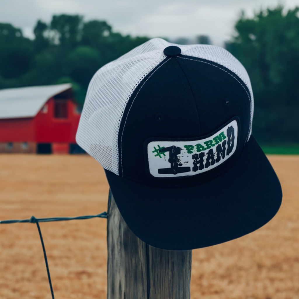 #1 Farm Hand - Youth Trucker Hat - Black/White
