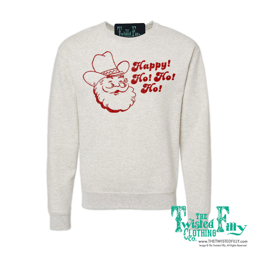 Happy Ho Ho Ho Christmas Cowboy Santa - Adult Unisex Sweatshirt - Assorted Colors