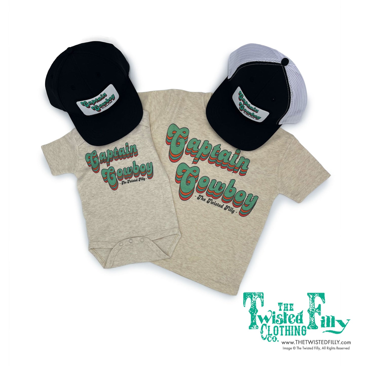 Captain Cowboy - Youth / Adult Trucker Hat - Black / Heather Gray