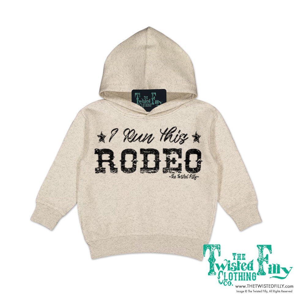 I Run This Rodeo Toddler Hoodie Oatmeal