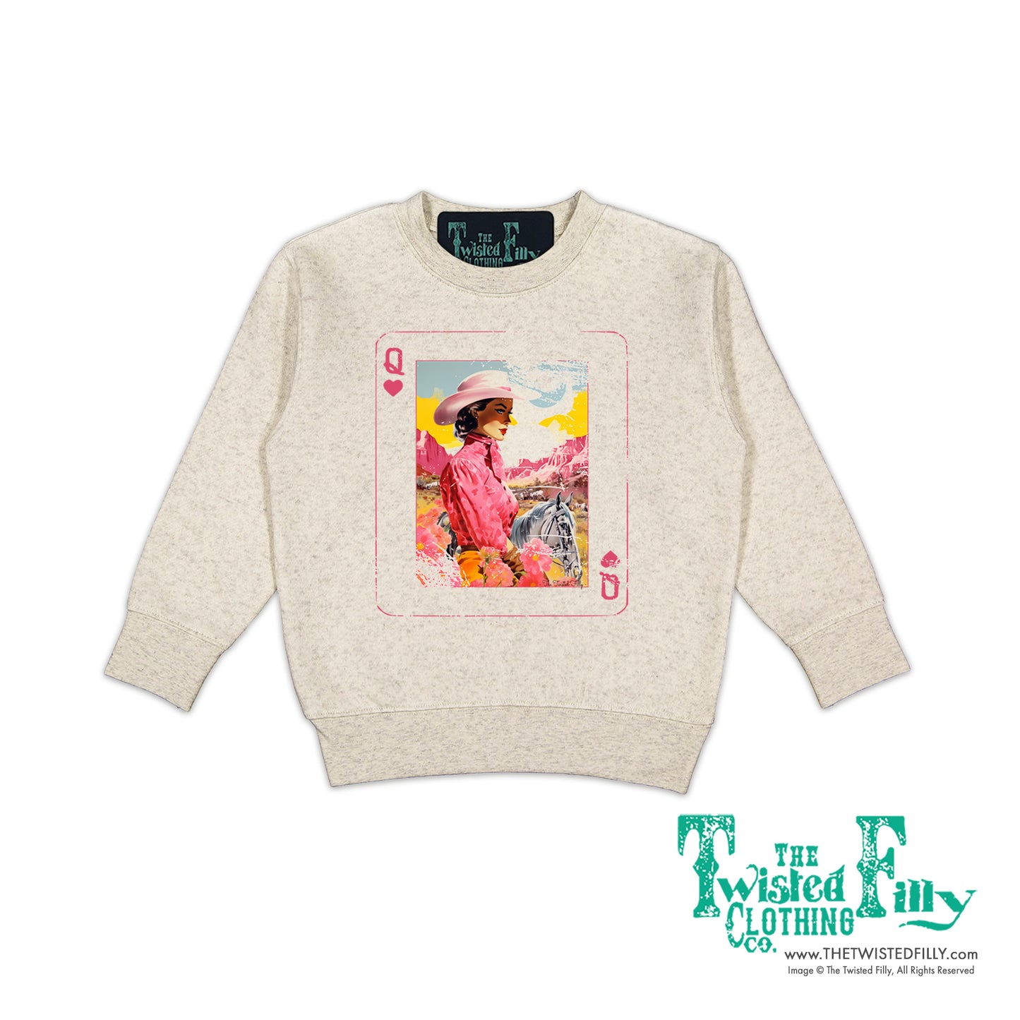 Queen Of Hearts - Girls Toddler Sweatshirt - Oatmeal