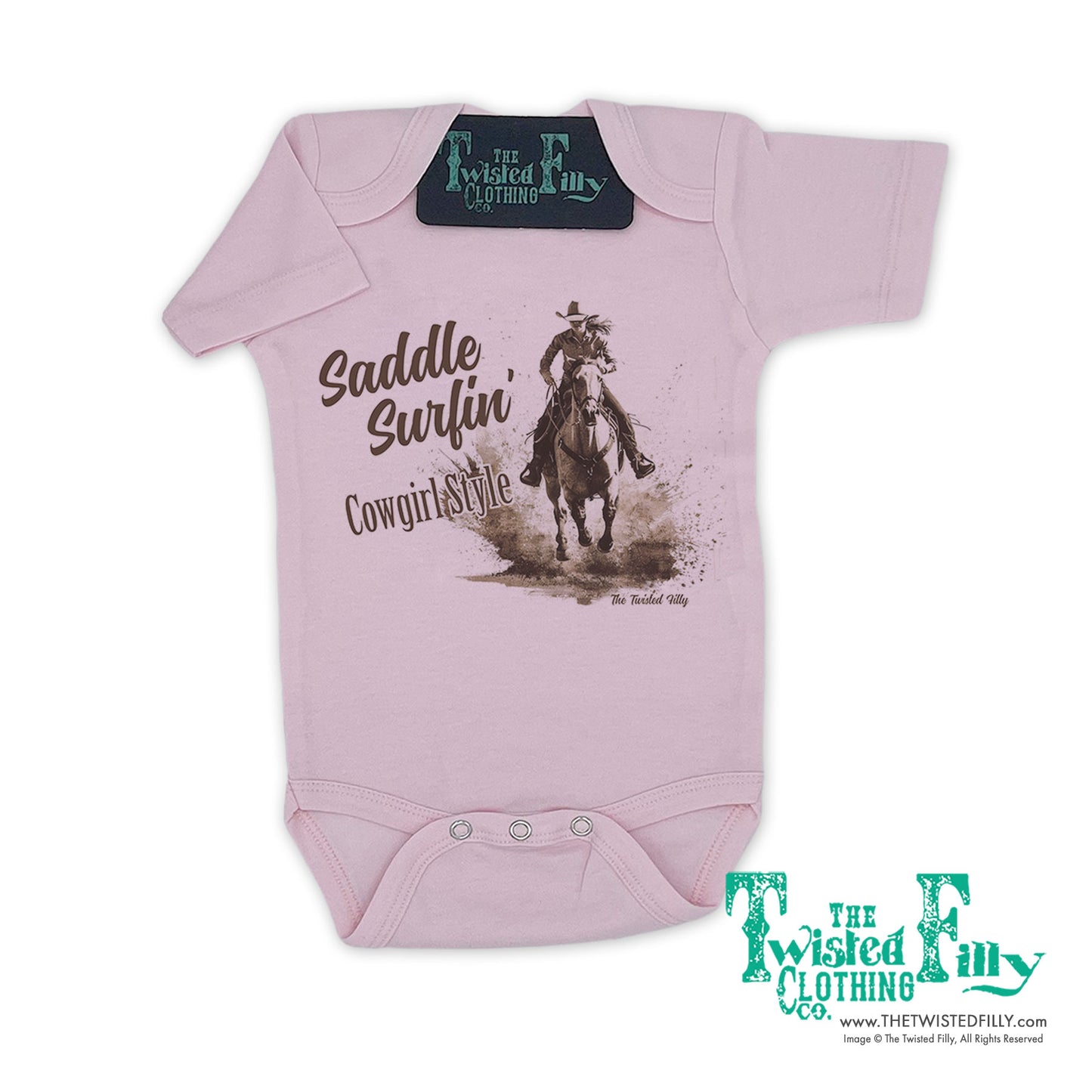 Saddle Surfin' Cowgirl Style - S/S Girls Infant One Piece - Assorted Colors
