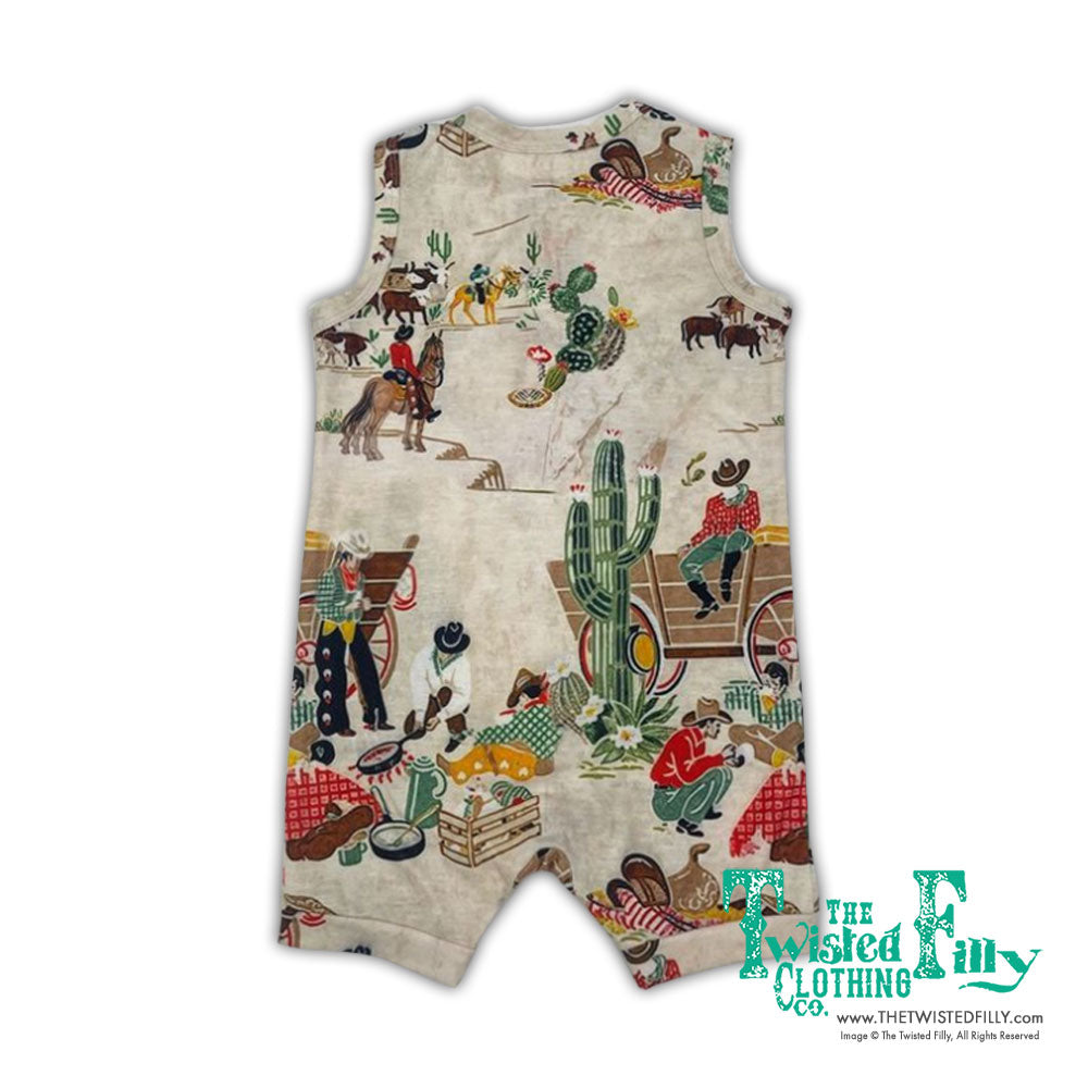 Taupe Cowboy - Infant Sleeveless Short Romper