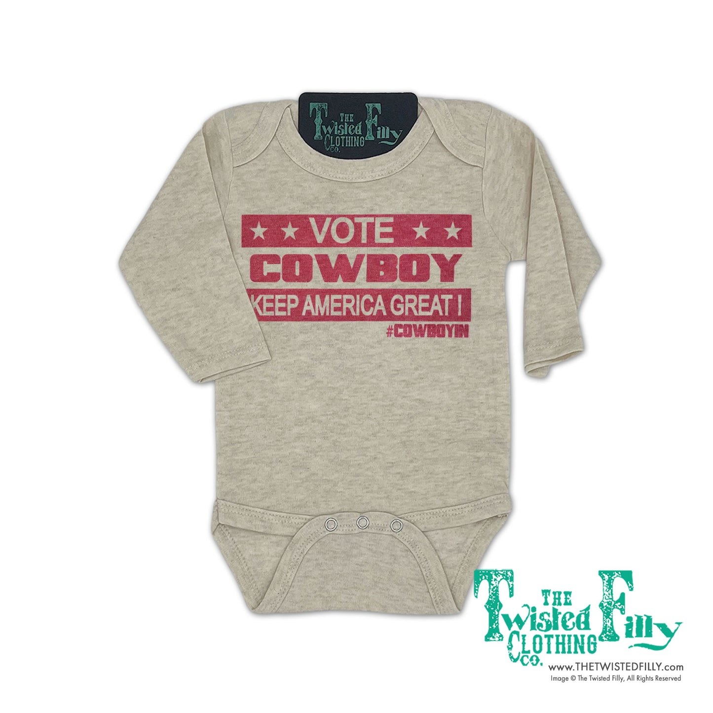 Vote Cowboy Keep America Great! - L/S Infant One Piece - Oatmeal