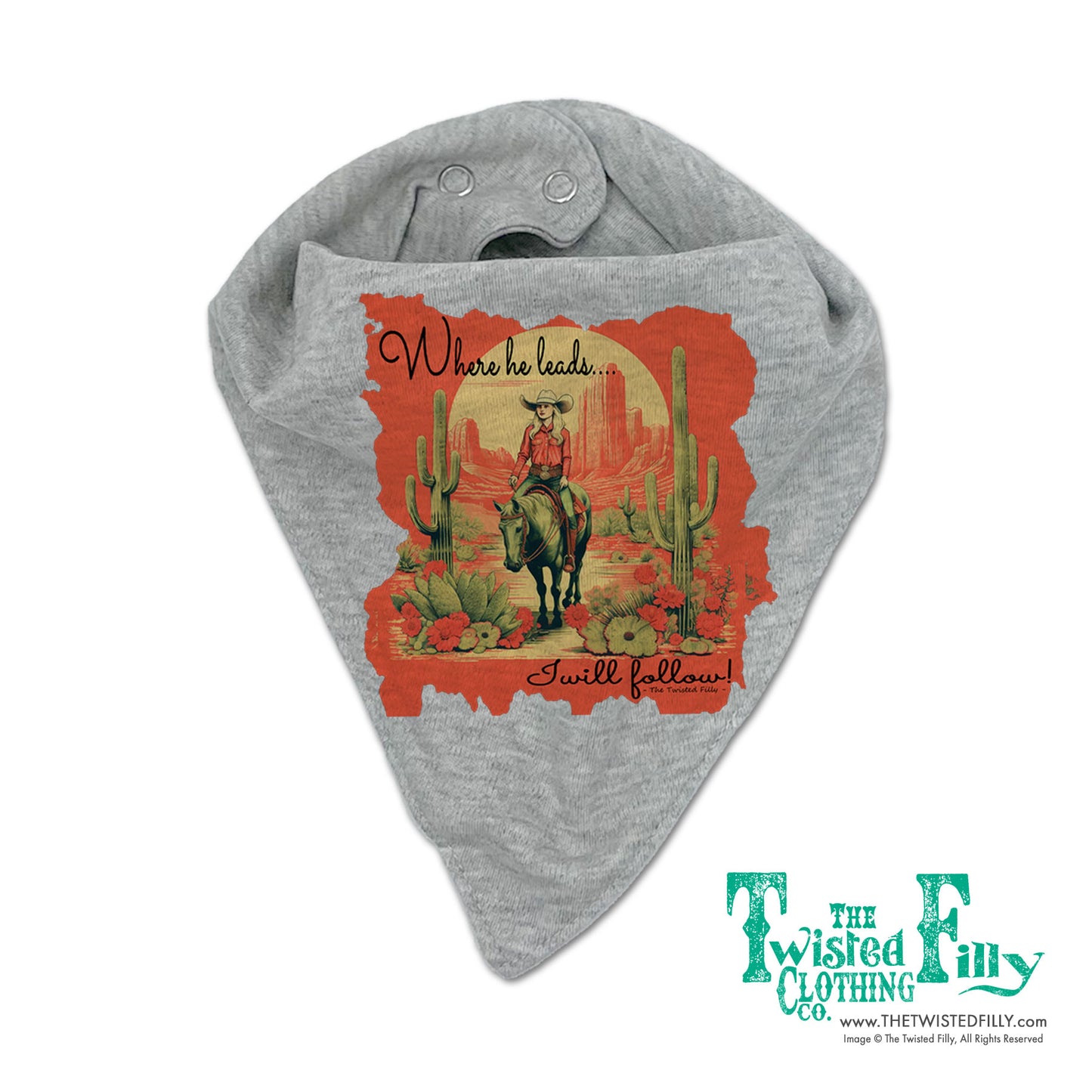 Where He Leads - Girls Infant Bandana Bib - Assorted Colors