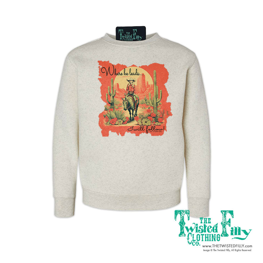 Where He Leads - Youth Sweatshirt - Oatmeal