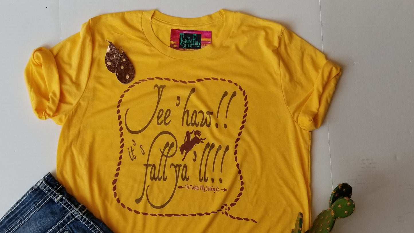 Yee'haw It's Fall Ya'll - S/S Adult Tee - Yellow