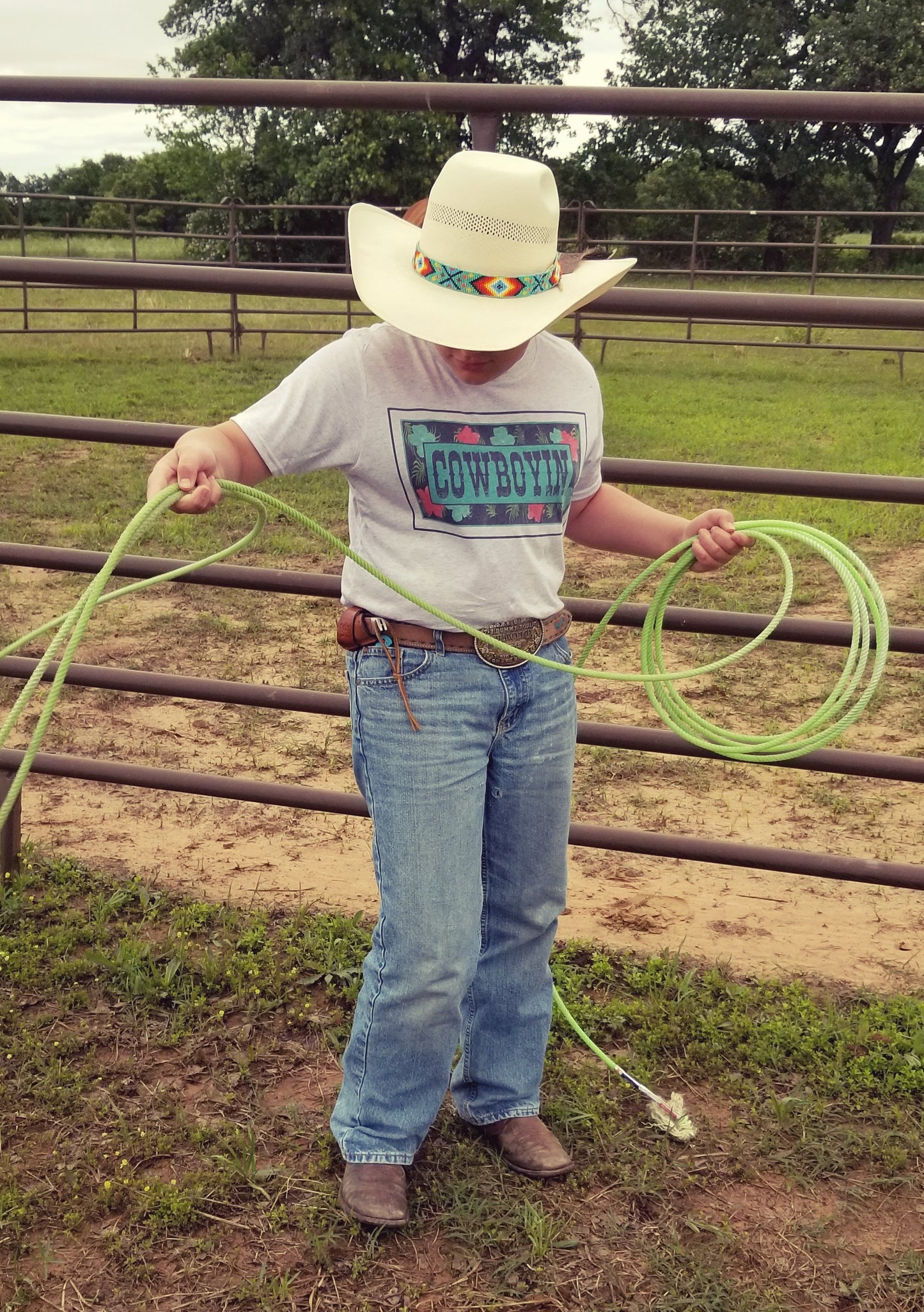 Cowboyin' 5.0 Youth S/S Tee - Ash Gray