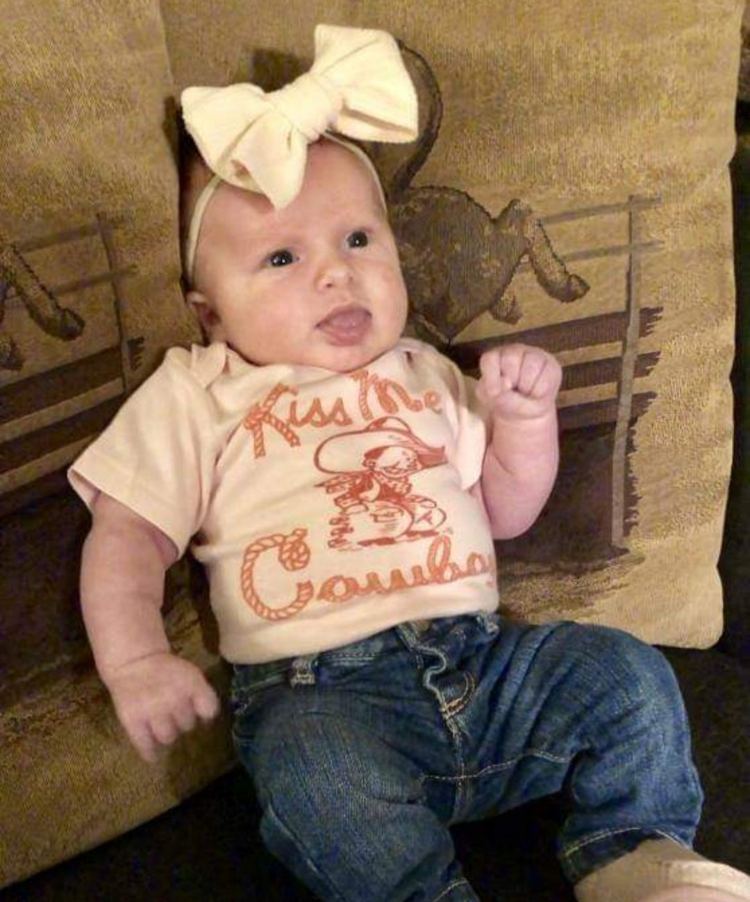 Kiss Me Cowboy - S/S Infant One Piece - Pink