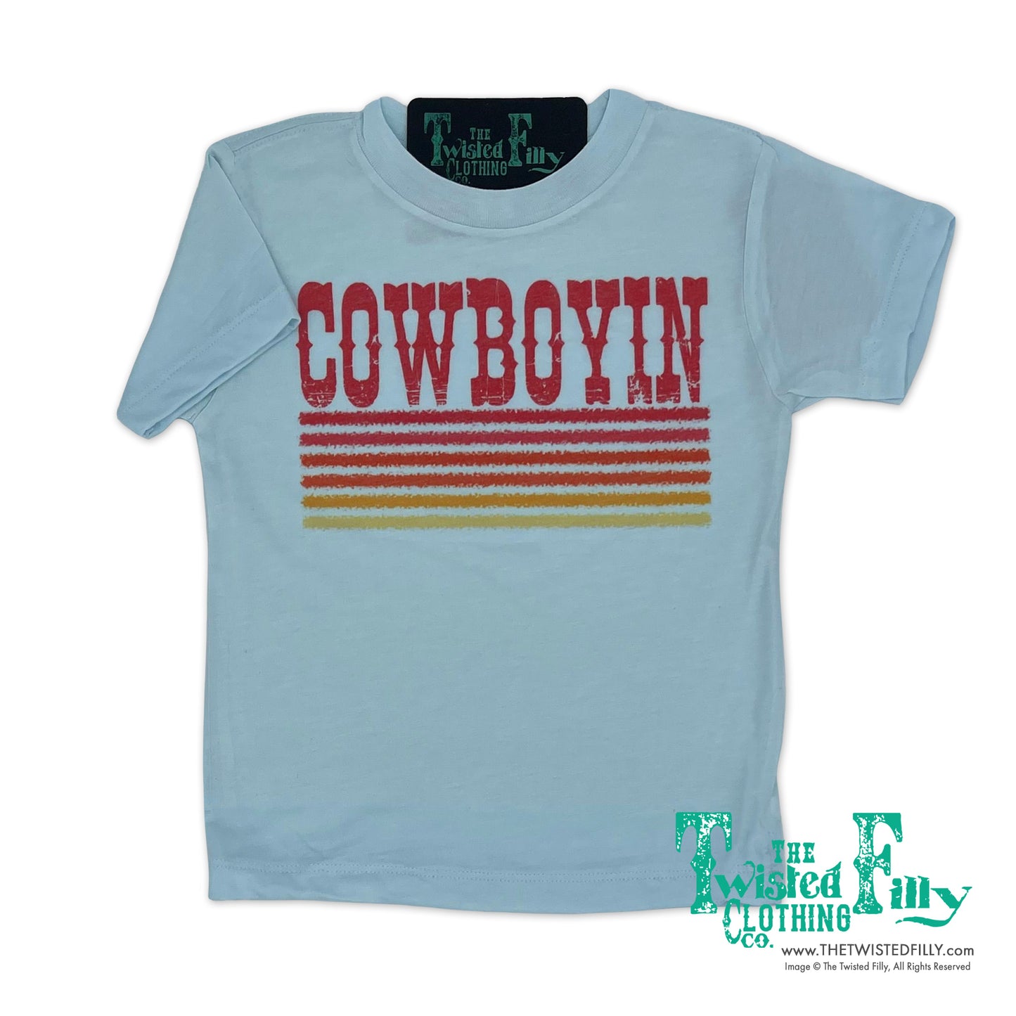 Retro Cowboyin - S/S Boys Toddler Tee - Ice Blue