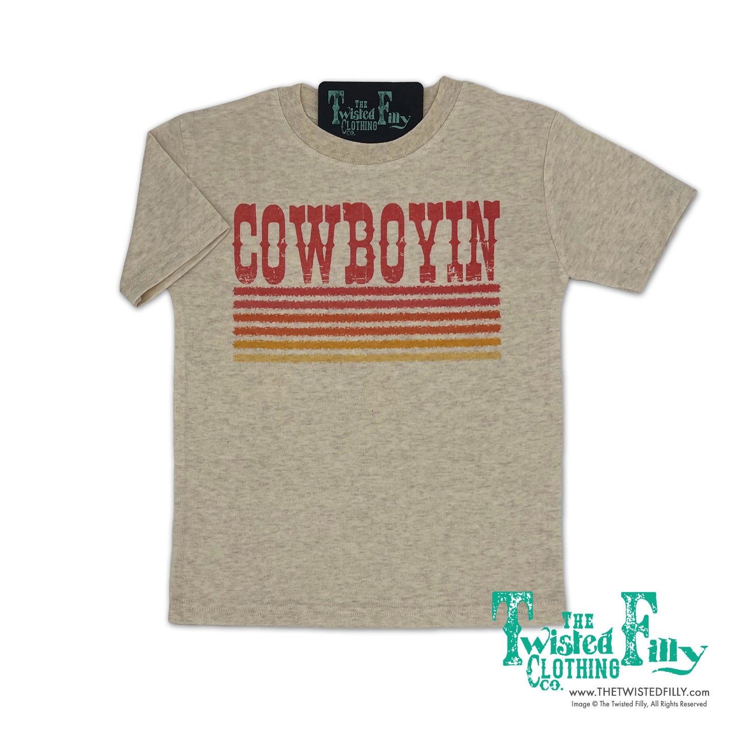 Retro Cowboyin - S/S Youth Tee - Oatmeal