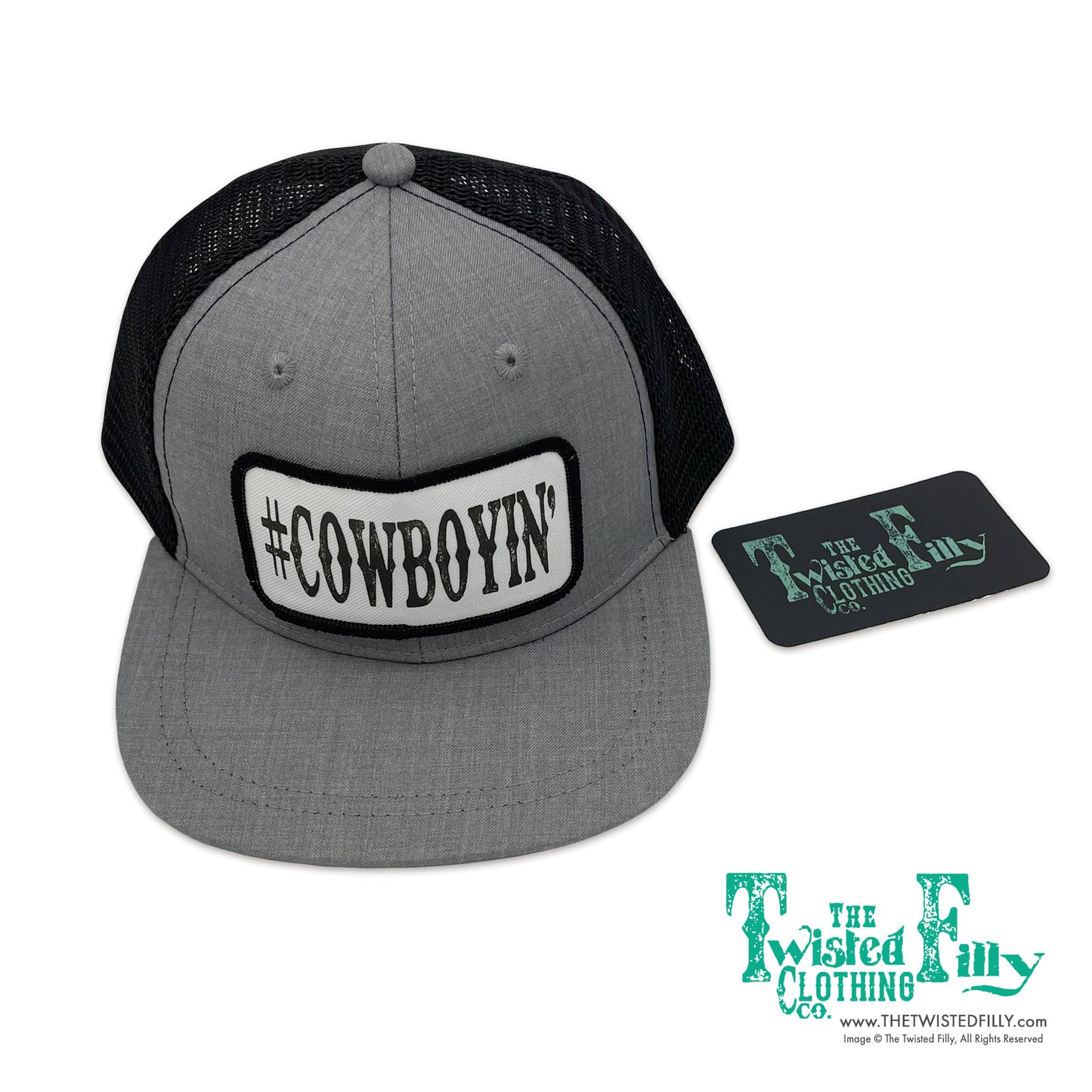 #Cowboyin’ - Infant / Toddler Trucker Hat - Blk/Htr Gry