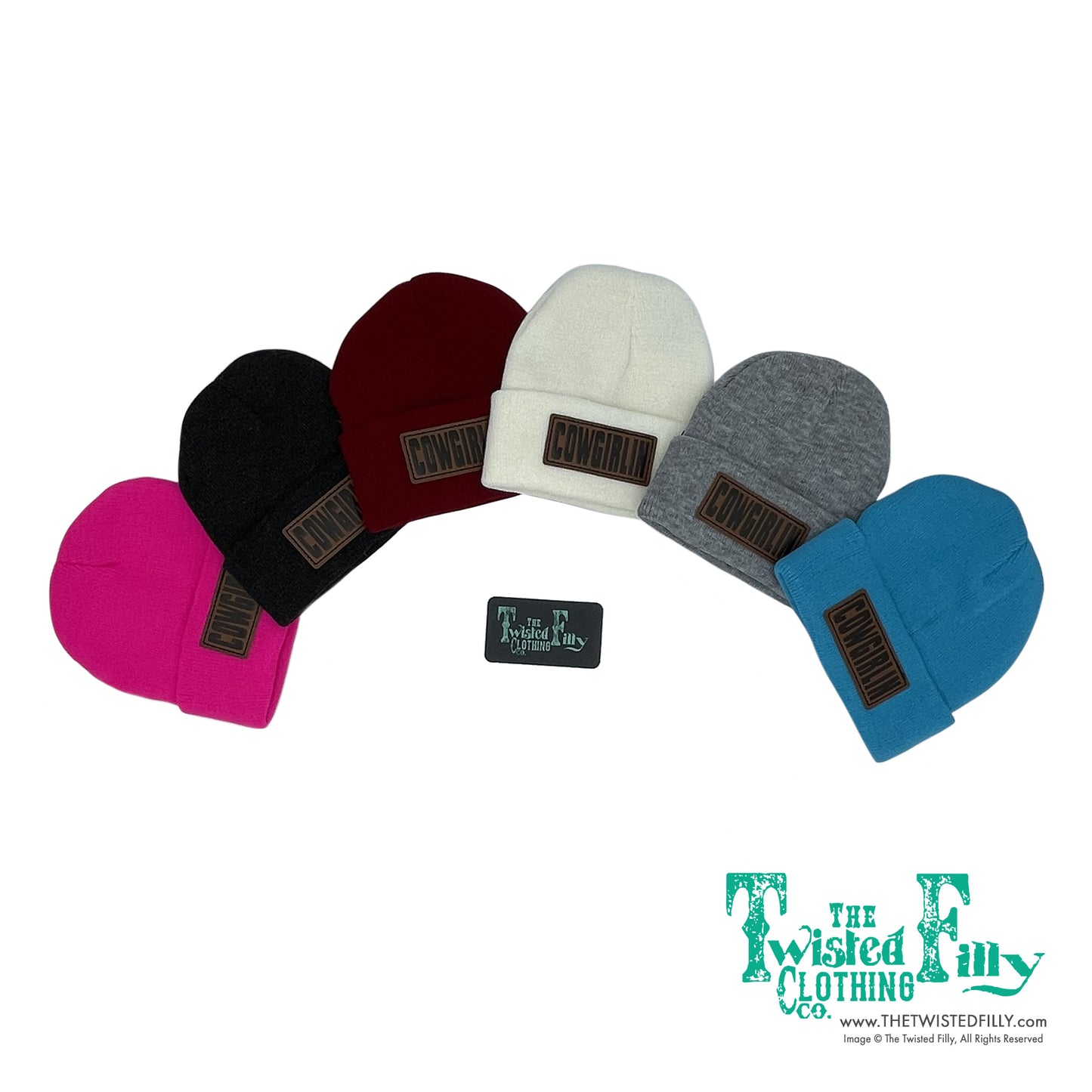 Cowgirlin' Leather Patch Beanie - Crimson