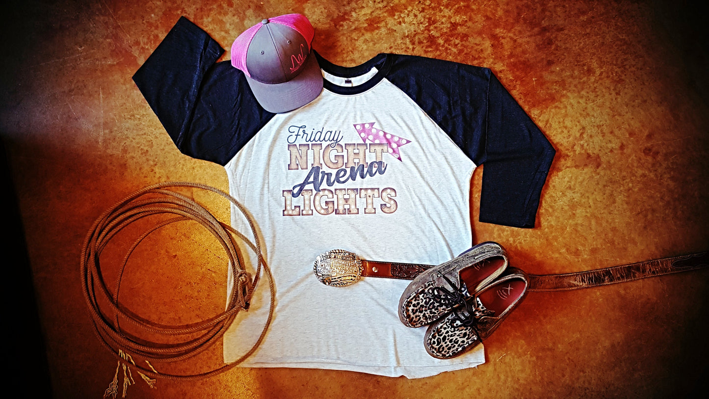 Friday Night Arena Lights Adult 3/4 Sleeve Tee