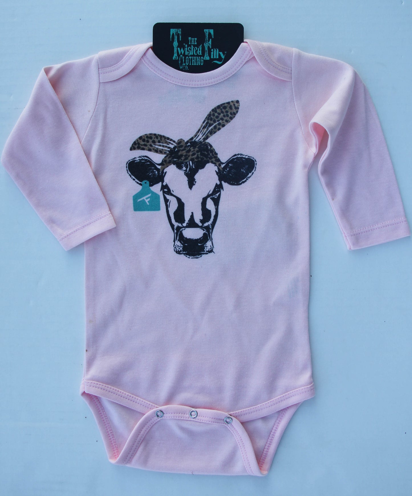 Cheetah Bandana Calf - L/S Infant One Piece - Pink