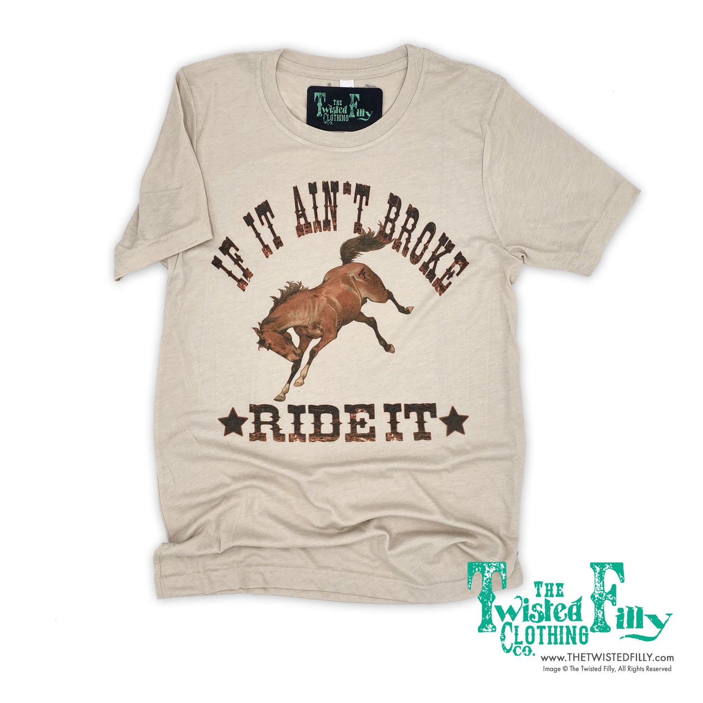 If It Ain't Broke Ride It - S/S Adult Crew Neck Tee - Oatmeal