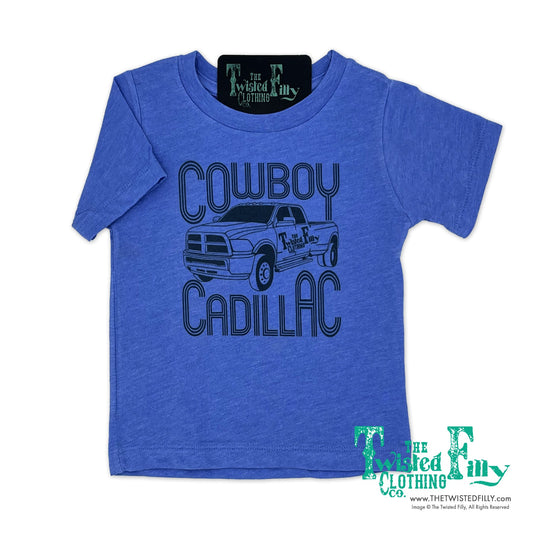 Cowboy Cadillac - S/S Adult Mens Crew Neck Tee - Blue