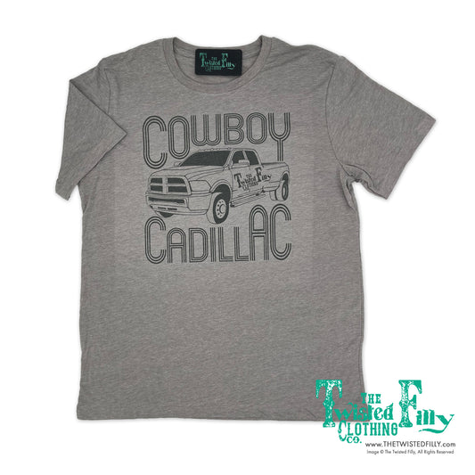 Cowboy Cadillac - S/S Adult Mens Tee - Gray