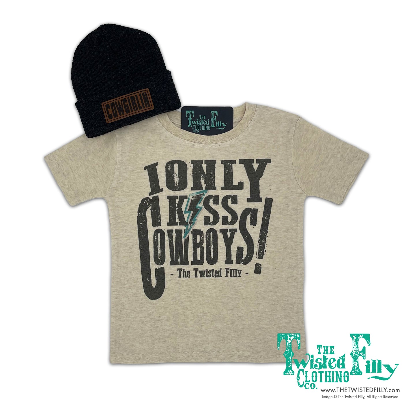 I Only Kiss Cowboys - S/S Youth Tee - Oatmeal