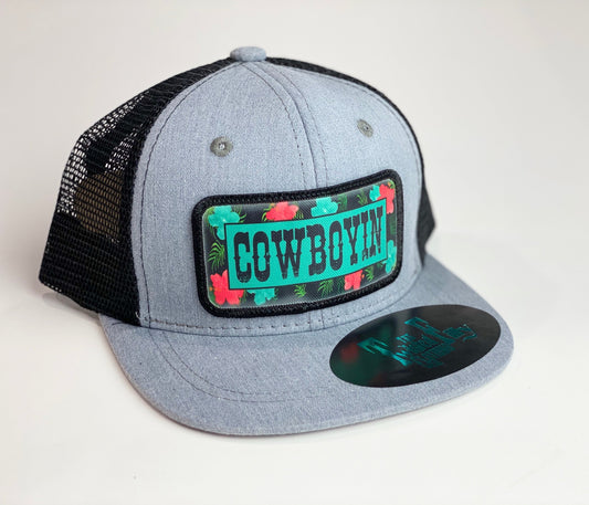 Cowboyin 5.0 - Youth/Adult Trucker Hat - Black/Heather Gray