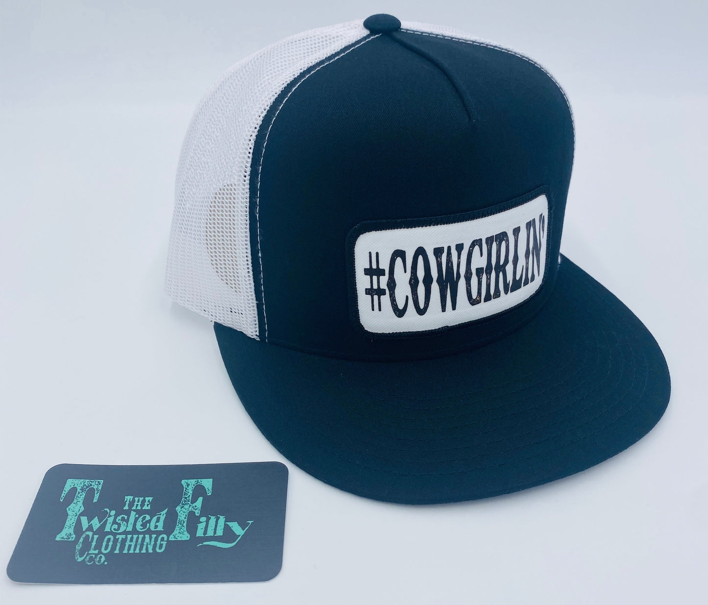 #Cowgirlin' - Infant/Toddler Trucker Hat - Black & White