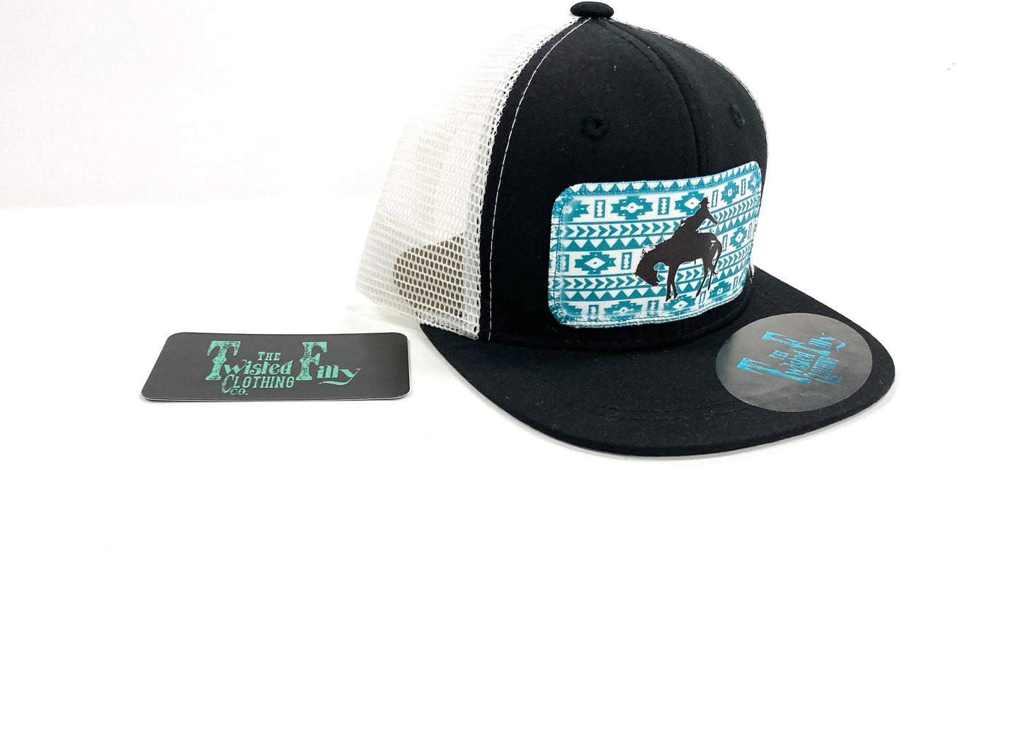Southwest Saddle Bronc - Infant / Toddler Trucker Hat - Black/White