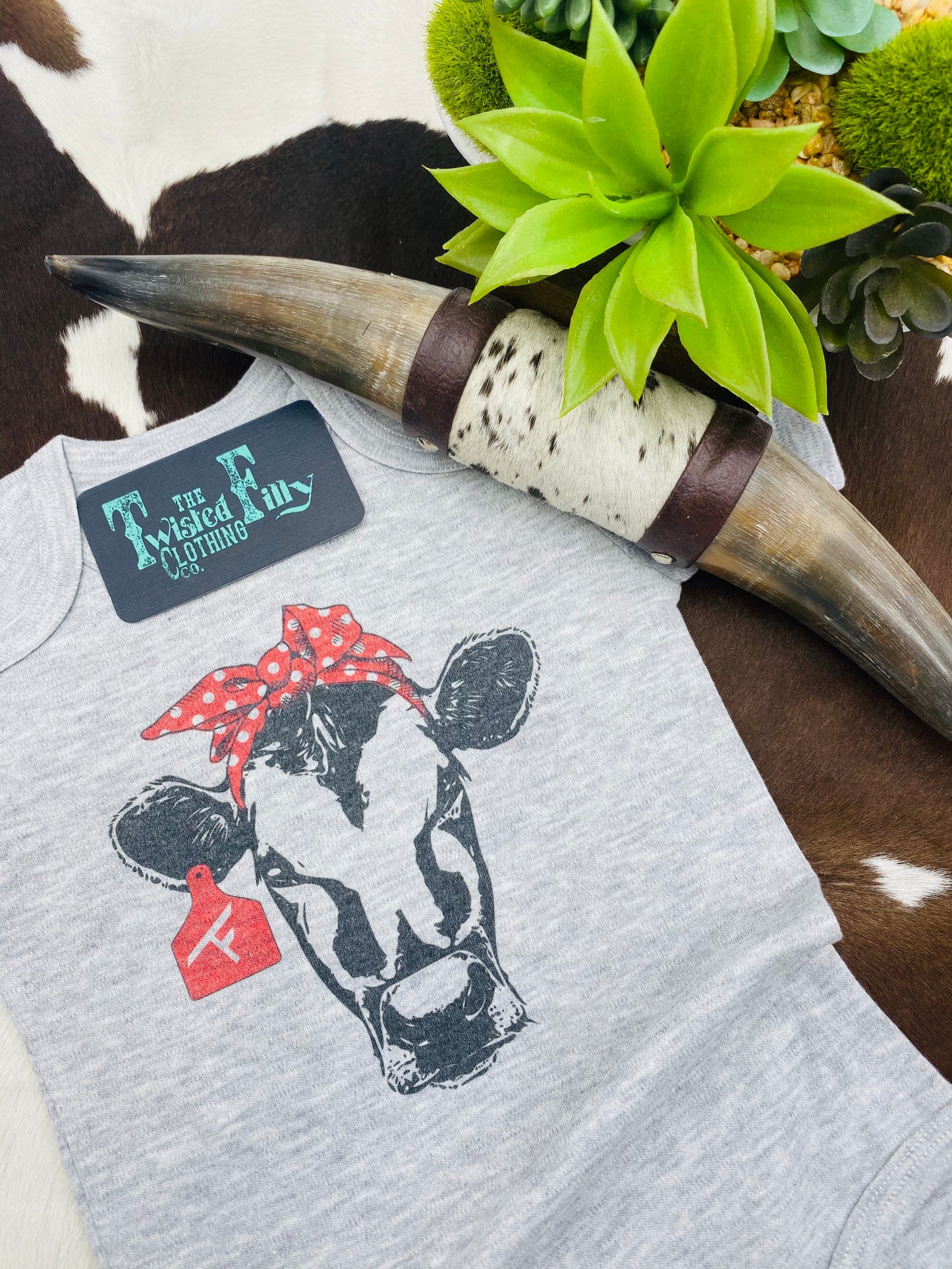 Red Bandana Calf - S/S Infant One Piece - Gray